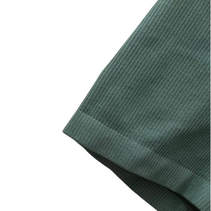 Out From Under Green Ribbed Cropped Short Sleeve V-Neck Top