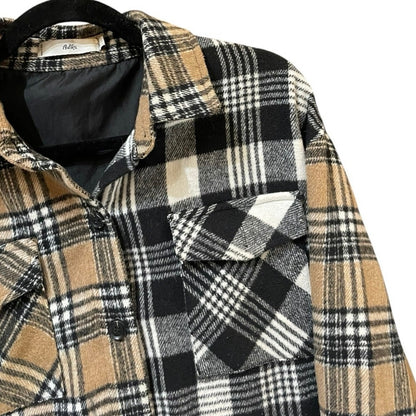 Adika Beige and Black Plaid Button Down Jacket