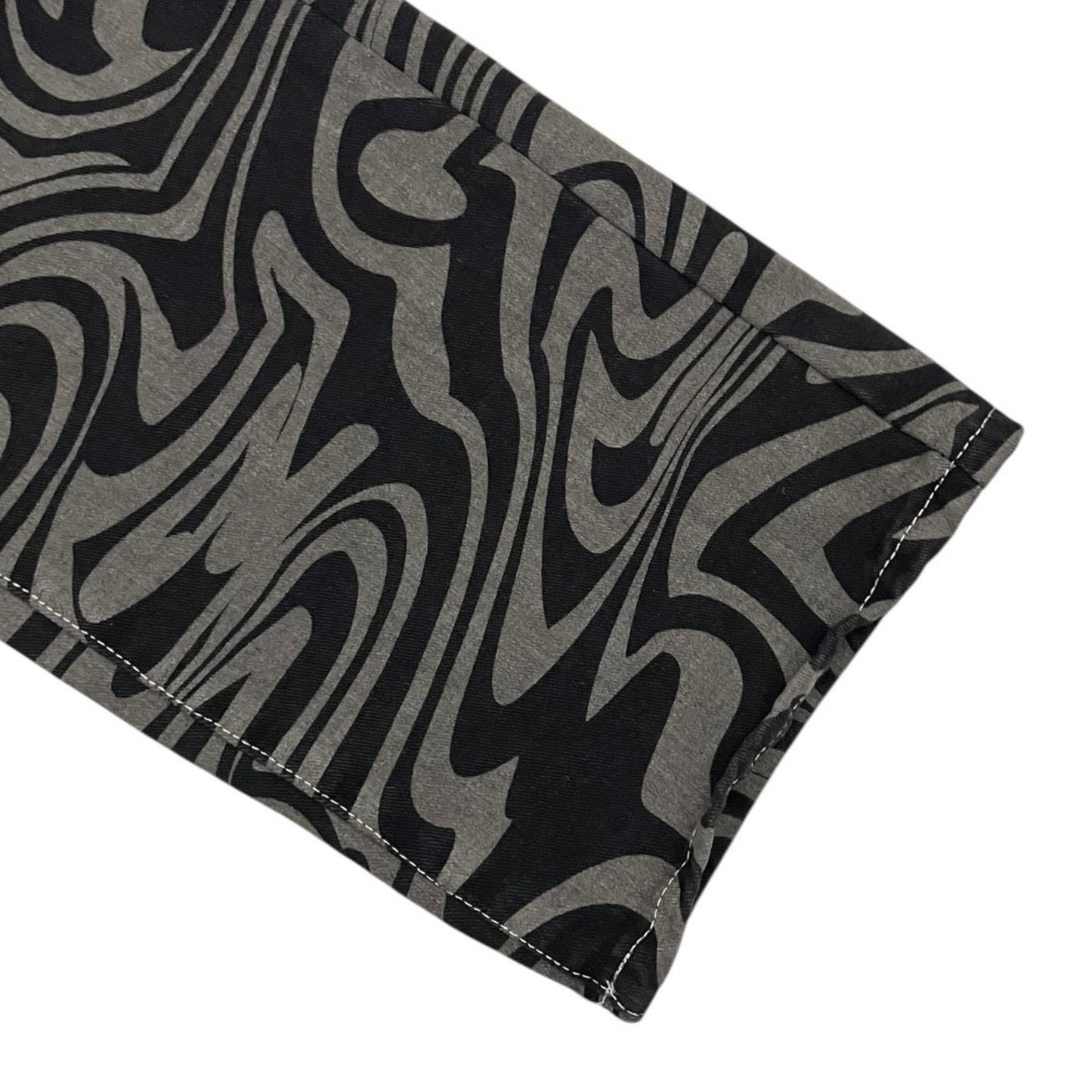 SHEIN High Rise Grey & Black Abstract Swirl Denim Statement Pants