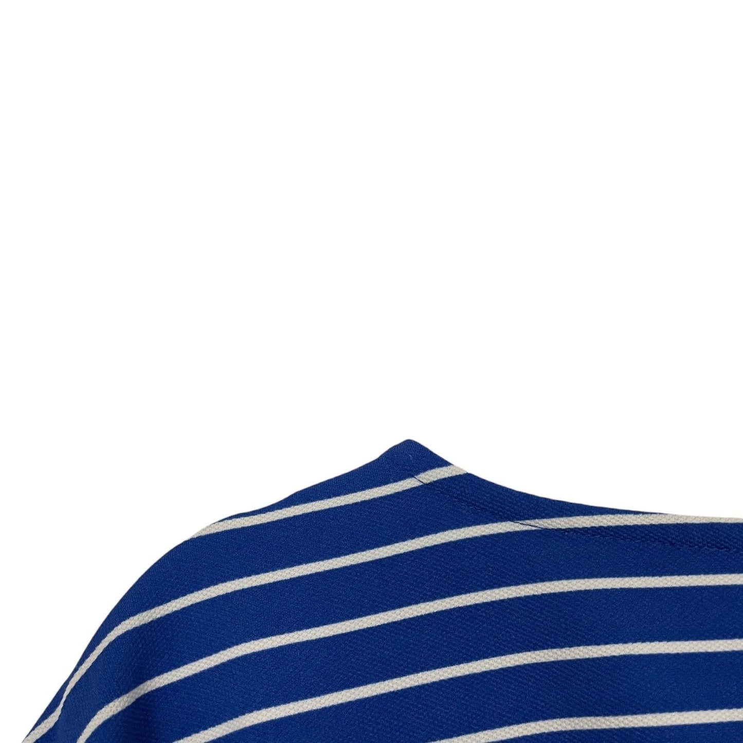 Jones New York Blue & White Striped Short Cuffed Sleeve Blouse