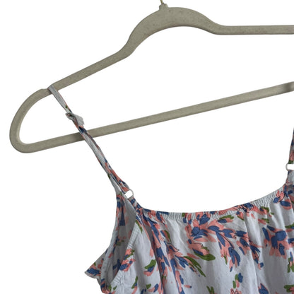 Kirra White Pastel Ruffle Front Tank Top