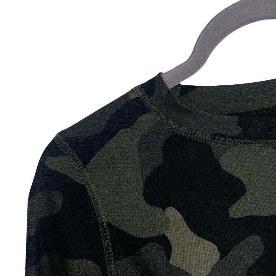 Old Navy Active Breathe On Green Camouflage Long Sleeve Faux Wrap Top