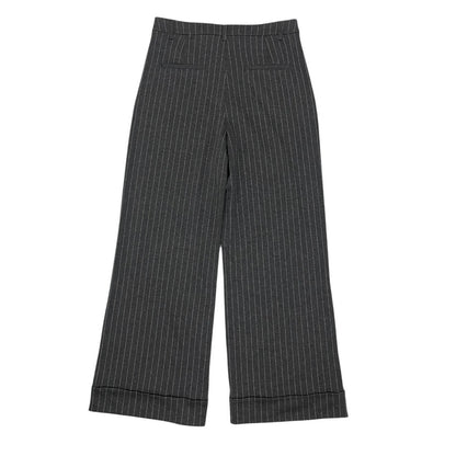 Shinestar Grey Pin Striped Wide Leg Cuffed Trousers