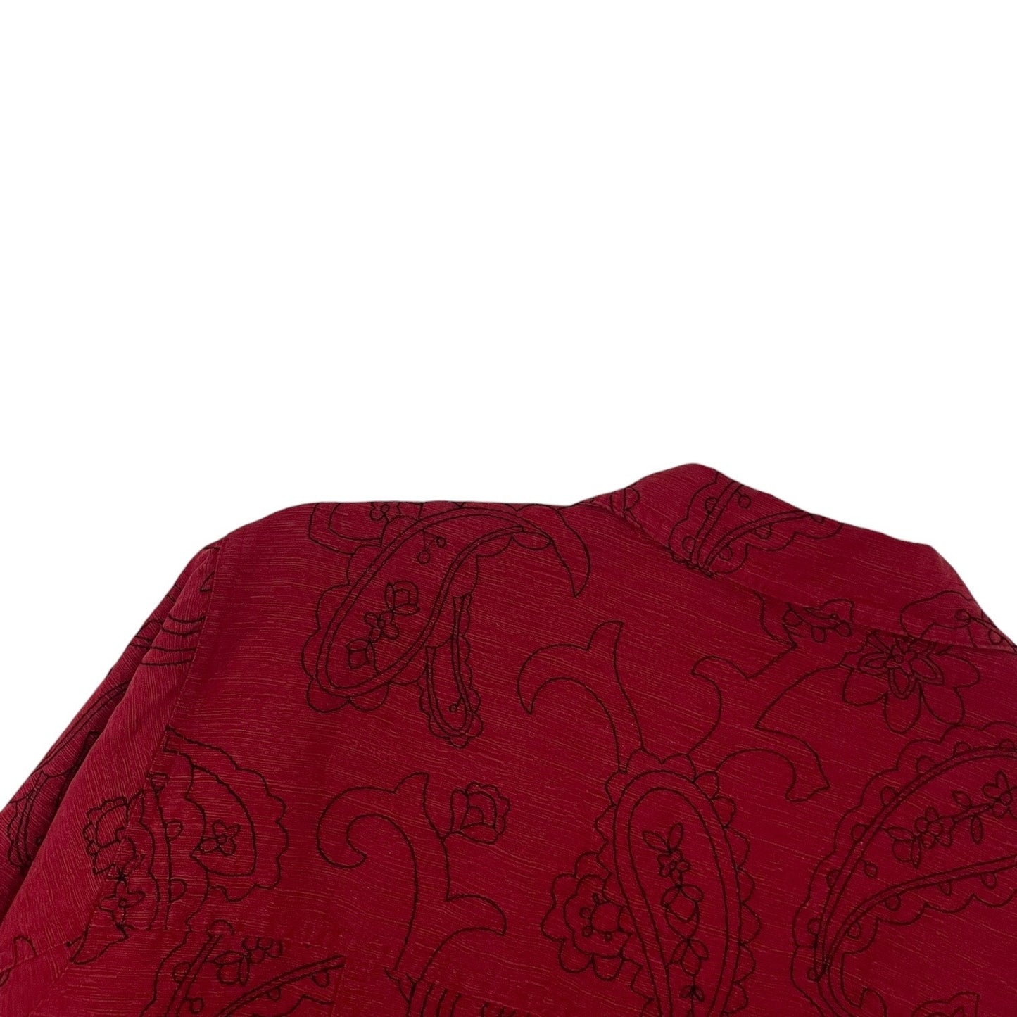 Silk Land Vintage Red & Black Paisley Embroidered Button Down Jacket