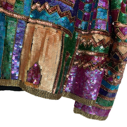 Laurence Kazar Vintage Geometric Sequin Beaded Evening Jacket