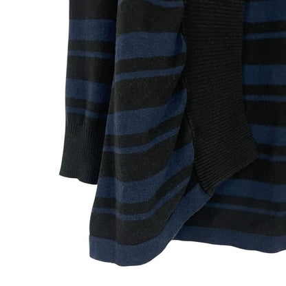 Metaphor Navy Blue and Black Striped Knit Cardigan Sweater