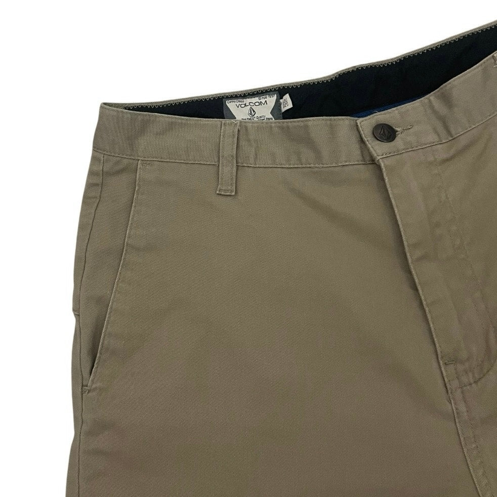 Volcom Mens Khaki Chino Flat Front Shorts