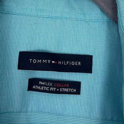 Tommy Hilfiger Mens TH Flex Stretch Blue Long Sleeve Button Down Dress Shirt