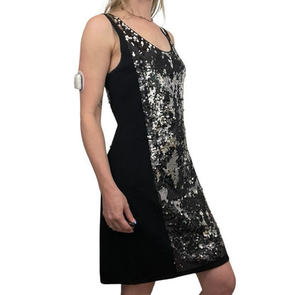 Yoana Baraschi Vintage Black & Silver Flip Sequin Bodycon Mini Dress