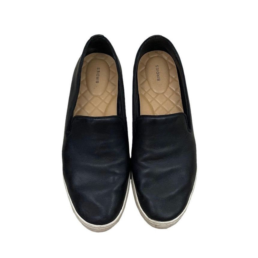 Birdies Black Leather Espadrilles