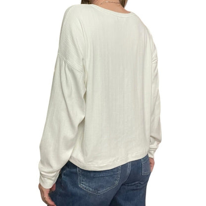 Z Supply Cream V-Neck Ribbed Sweater