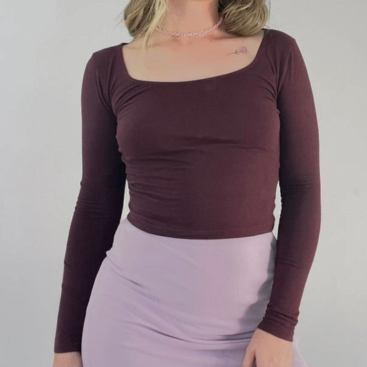 Charlotte Russe Plum Cropped Long Sleeve Top