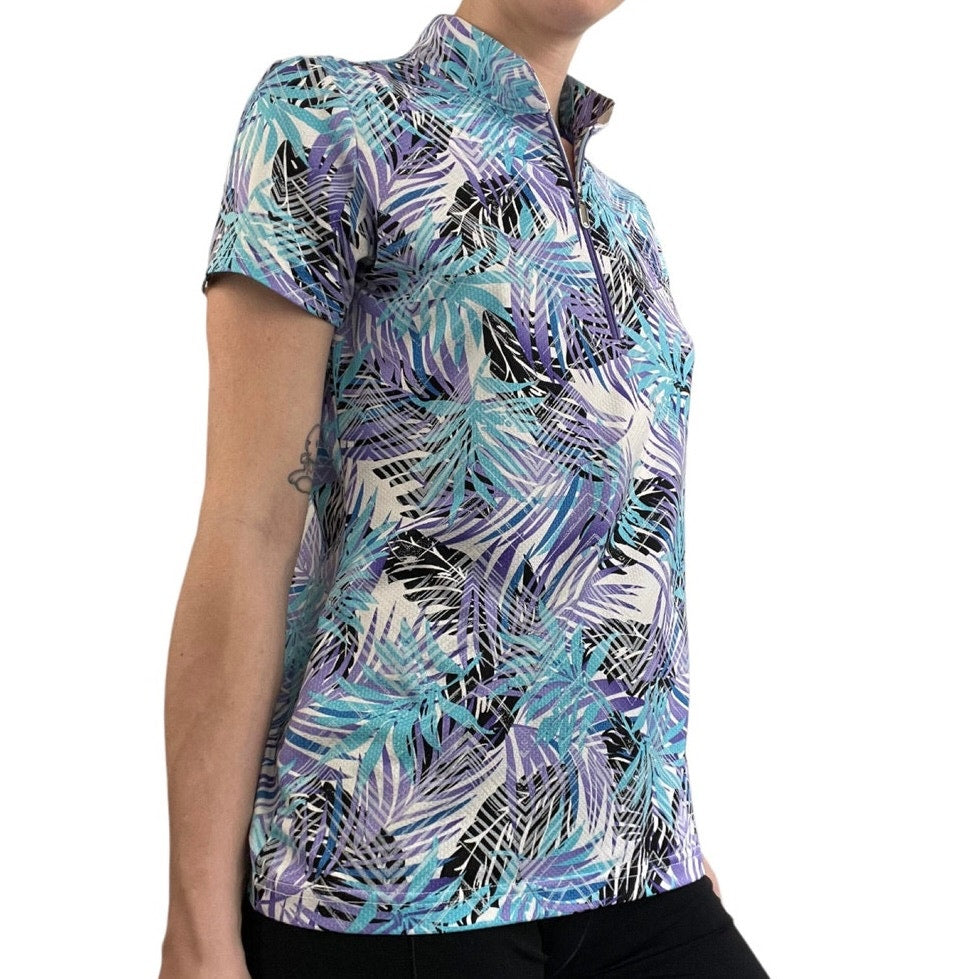 Sport Haley Tropical Print Athletic Short Sleeve Quarter Zip Golf Top