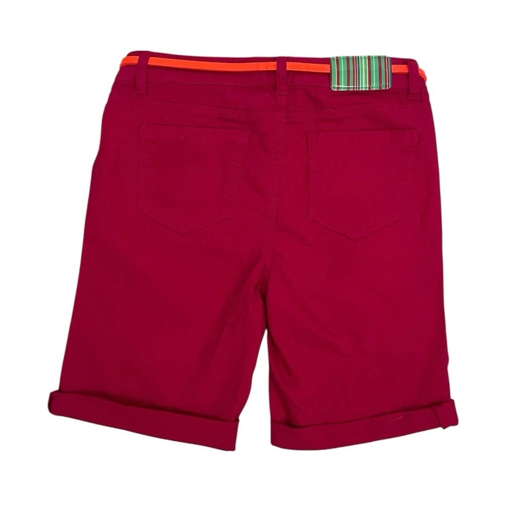NWT Love, Fire Girls Candy Pink Denim Cuffed Midi Shorts with Belt