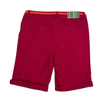 NWT Love, Fire Girls Candy Pink Denim Cuffed Midi Shorts with Belt