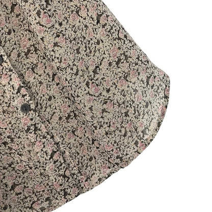 Forever 21 Sheer Floral Tie Back Button Down Blouse