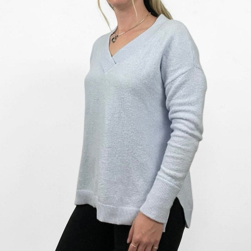 LOFT Light Blue V-Neck Knit Sweater