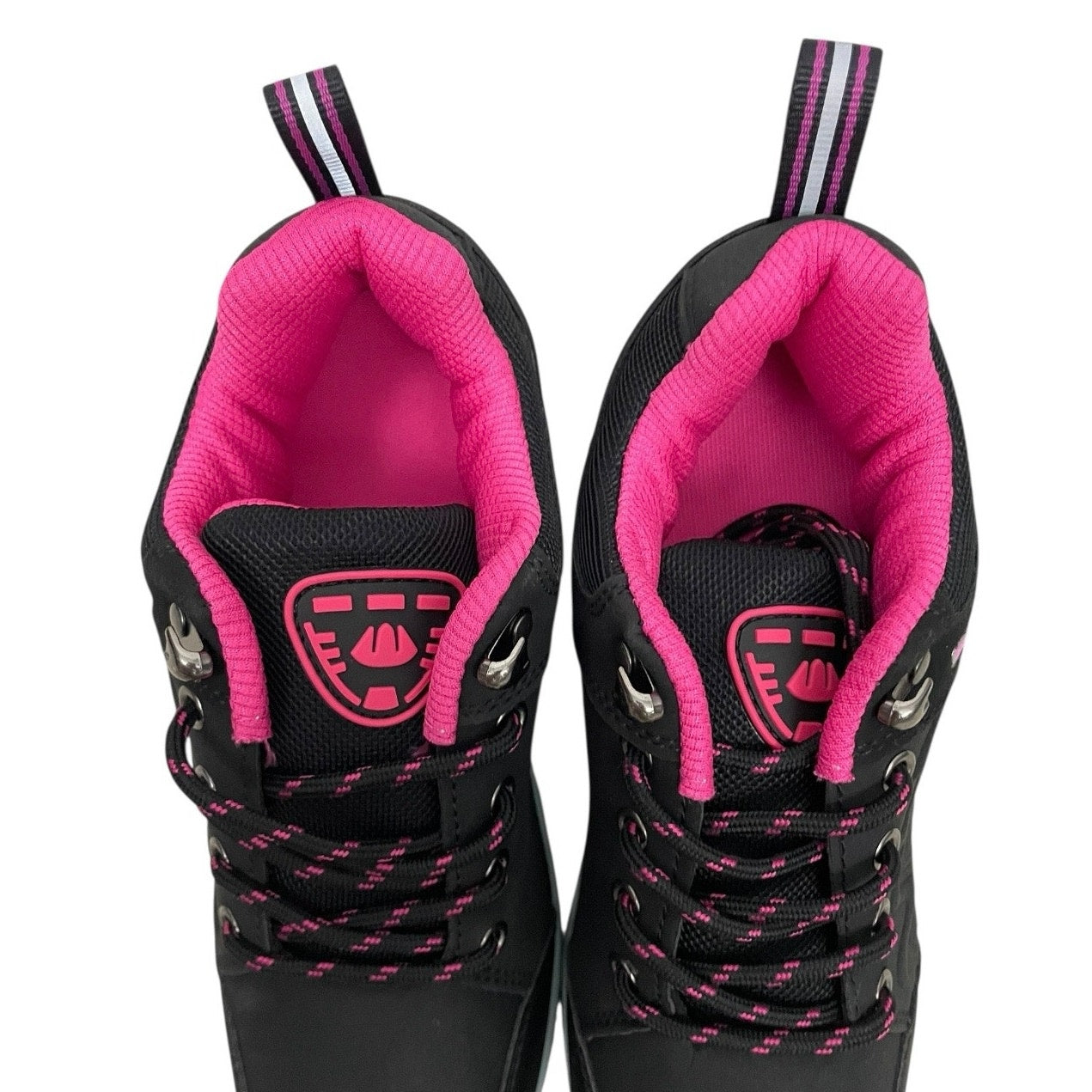 NWT Comfort Wear Black & Pink Lace Up Fashion Sneakers + 4 Socks