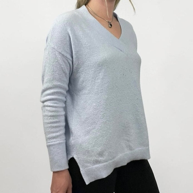 LOFT Light Blue V-Neck Knit Sweater
