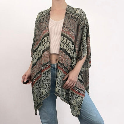 Cecico Sheer Boho Paisley Floral Print Kimono