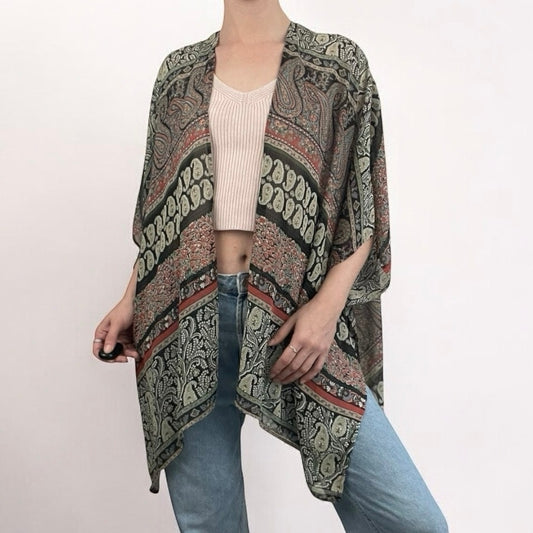 Cecico Sheer Boho Paisley Floral Print Kimono