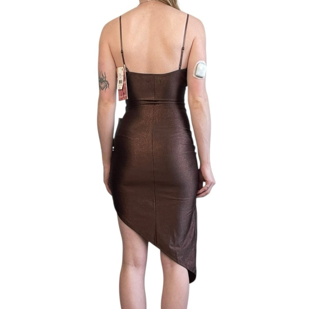 Emerald Sundae Chocolate Brown & Bronze Glitter Bodycon Dress - NEW WITH TAGS