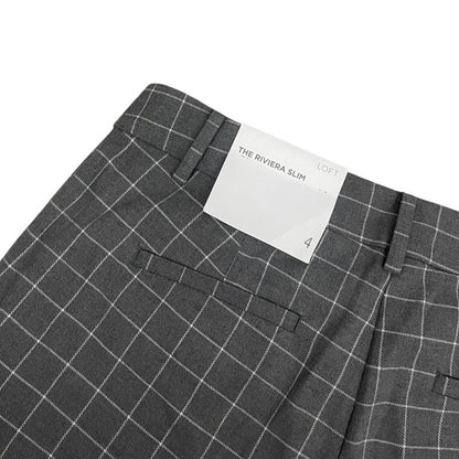 NWT LOFT The Riviera Slim Grey Gingham Trousers