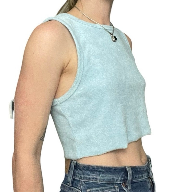 Forever 21 Light Blue Terry Cloth Cropped Tank Top