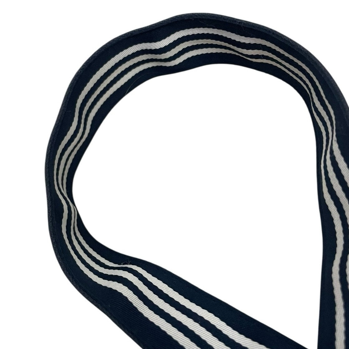 Abercrombie & Fitch Navy Blue + White Striped D-Ring Canvas Belt