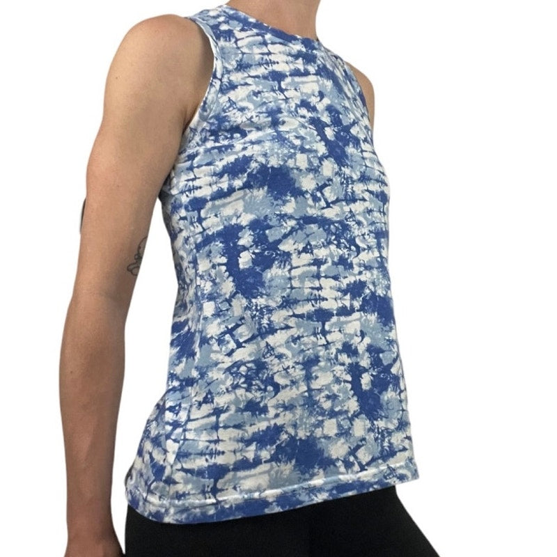 Reebok Soft Blue and White Tie Dye Tank Top