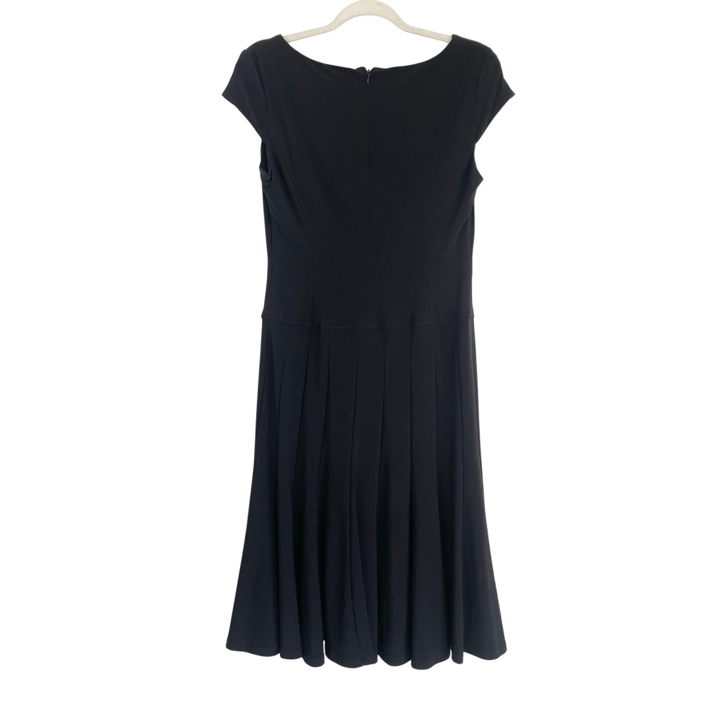 Anne Klein Black A-Line Cap Sleeve Midi Dress