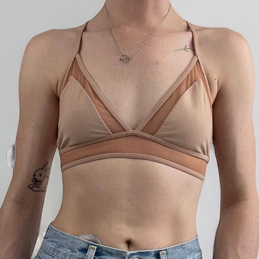 Beige Triangle Racerback Bikini Top