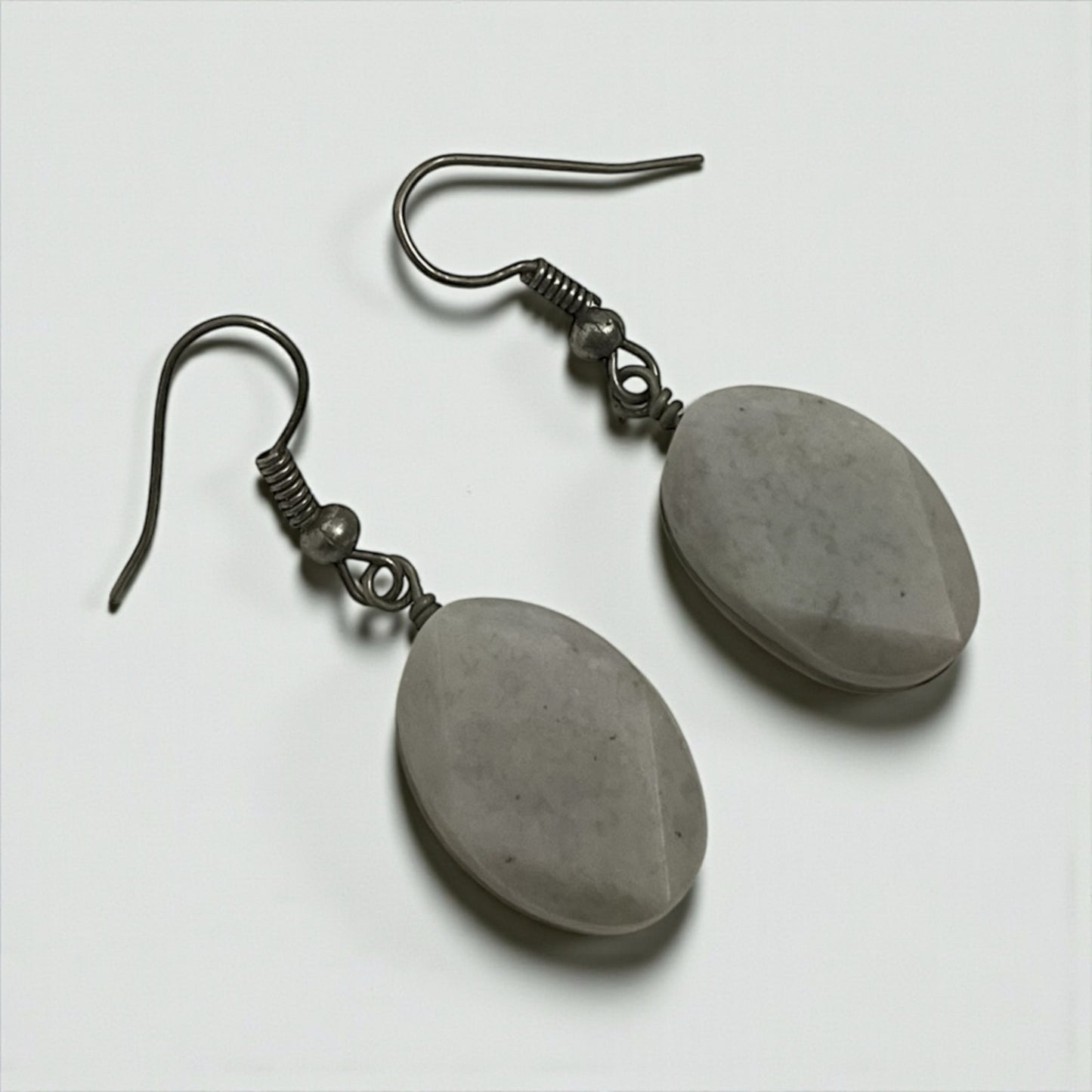 Vintage Grey Stone Pendant Earrings