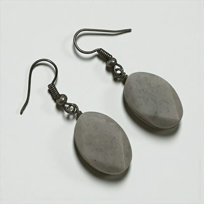 Vintage Grey Stone Pendant Earrings