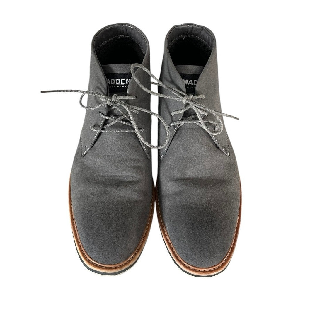 Madden by Steve Madden Mens Grey Faux Suede Lace Up High Top Dress Shoes