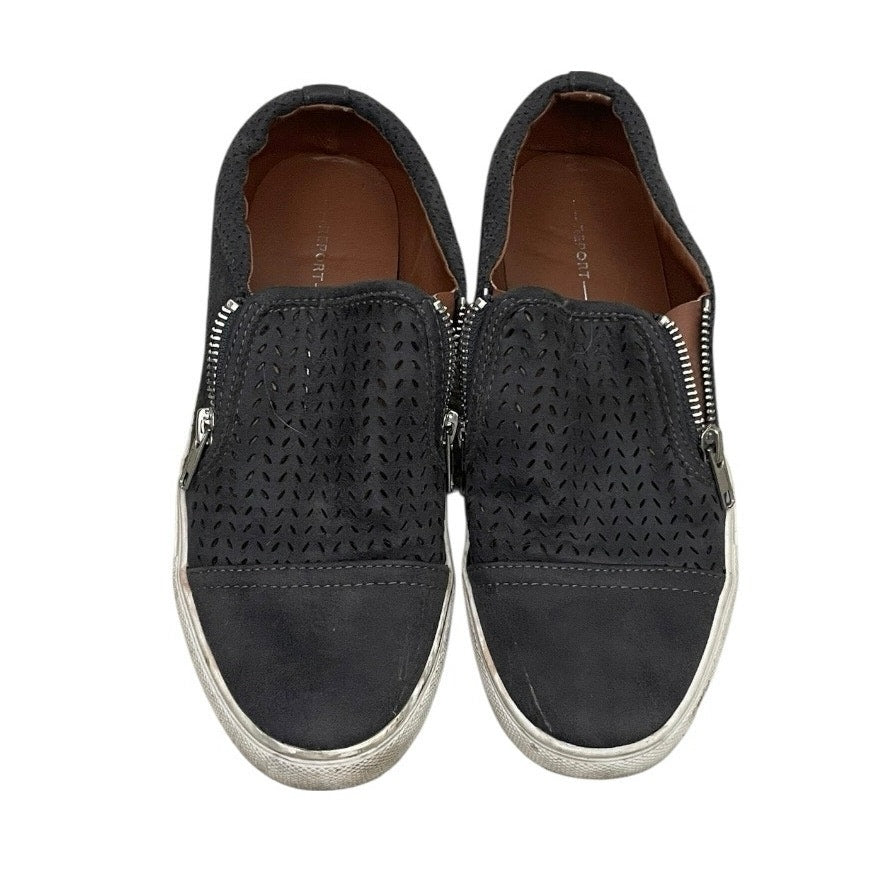 Report Alexa Grey Perforated Zipper Slip On Sneakers
