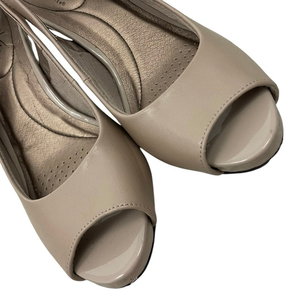 Life Stride Beige Teller Soft System Faux Leather Slingback Heels