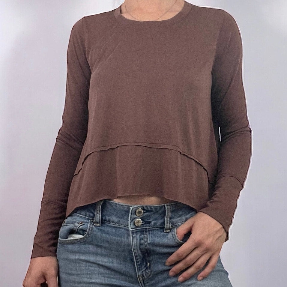 Adidas Soft Brown Long Sleeve Asymmetrical Top