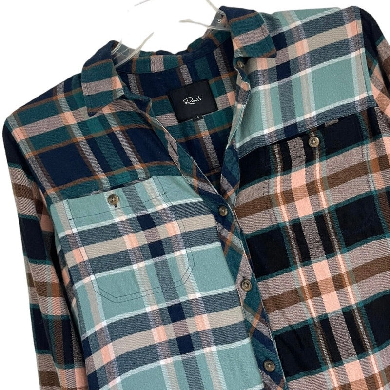 Rails Soft Colorful Plaid Long Sleeve Button Down Top