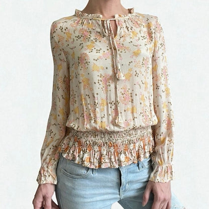 DR2 Sheer Spring Floral Long Sleeve Blouse