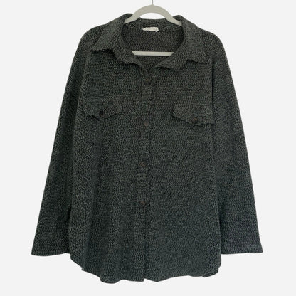 First Love Green Button Down Knit Top