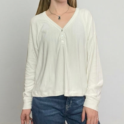 Z Supply Cream V-Neck Ribbed Sweater