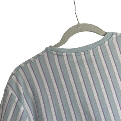 Topman Mens Blue & Purple Striped Short Sleeve Tee