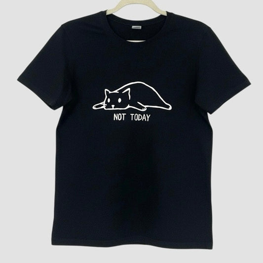 Yummie Black & White Not Today Lazy Cat Graphic Short Sleeve Tee