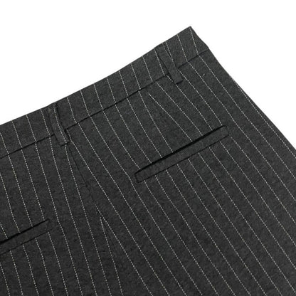 Shinestar Grey Pin Striped Wide Leg Cuffed Trousers