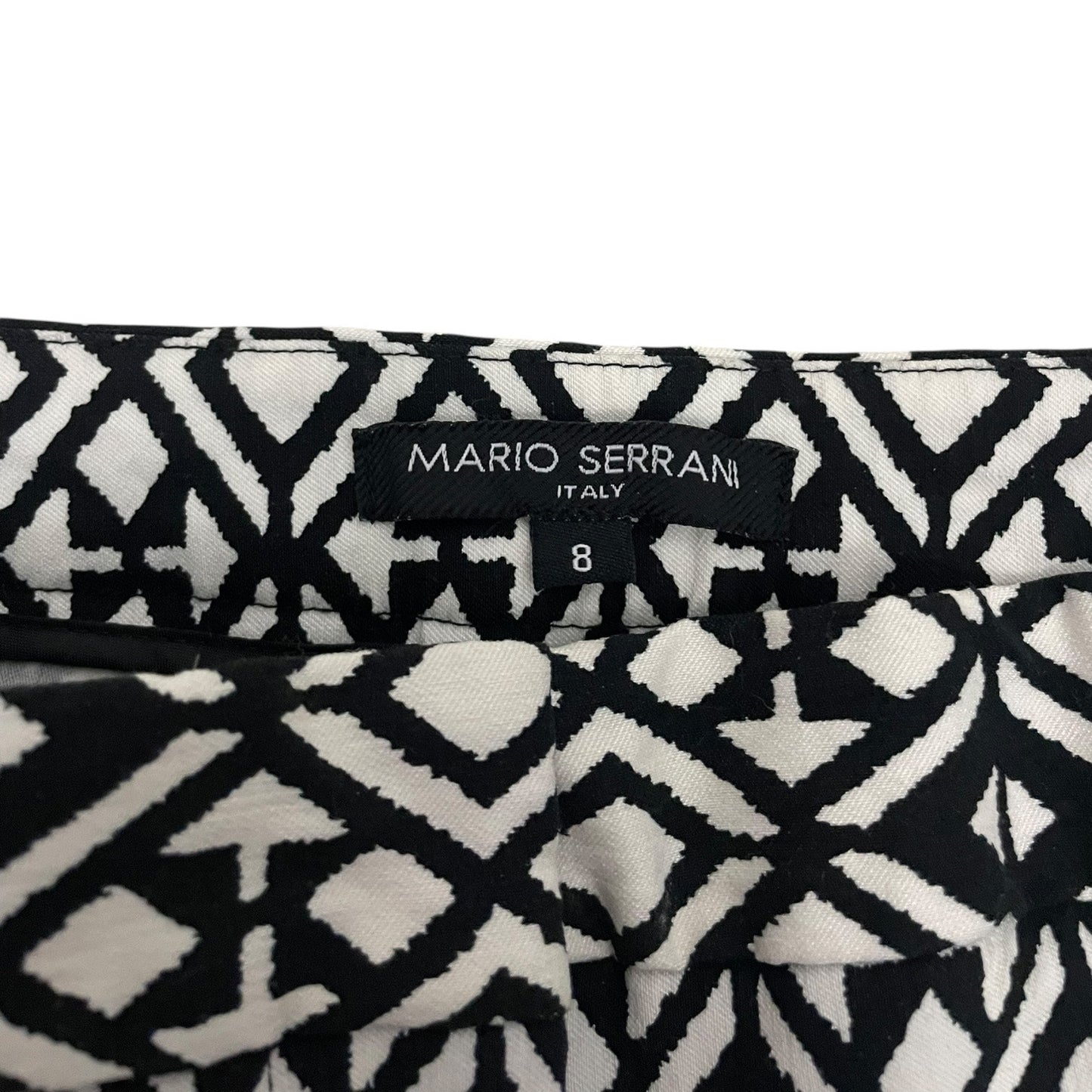 Mario Serrani Black & White Geometric Bermuda Midi Shorts