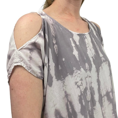 River + Sky Grey & White Tie-Dye Cold Shoulder Blouse