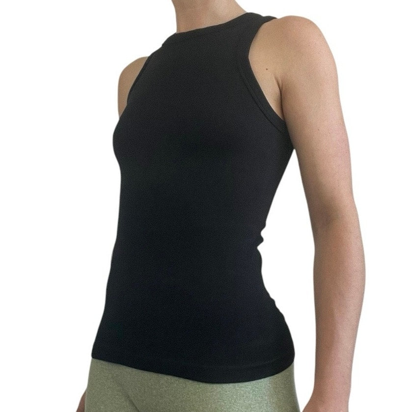 90 Degree by Reflex Black Active Ribbed Tank Top