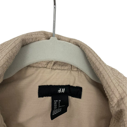 H&M Beige Denim Zip Up Utility Jacket