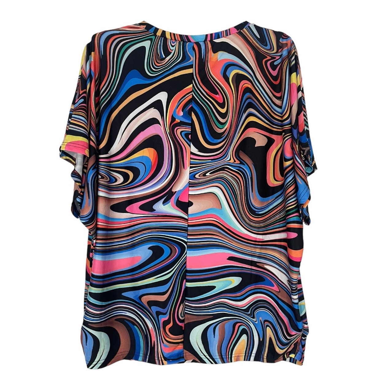 Colorful Funky Swirly Short Sleeve Blouse